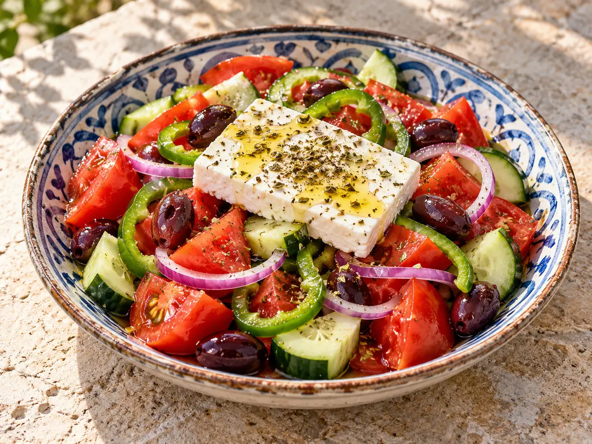 Greek village salad with feta (Horiatiki)