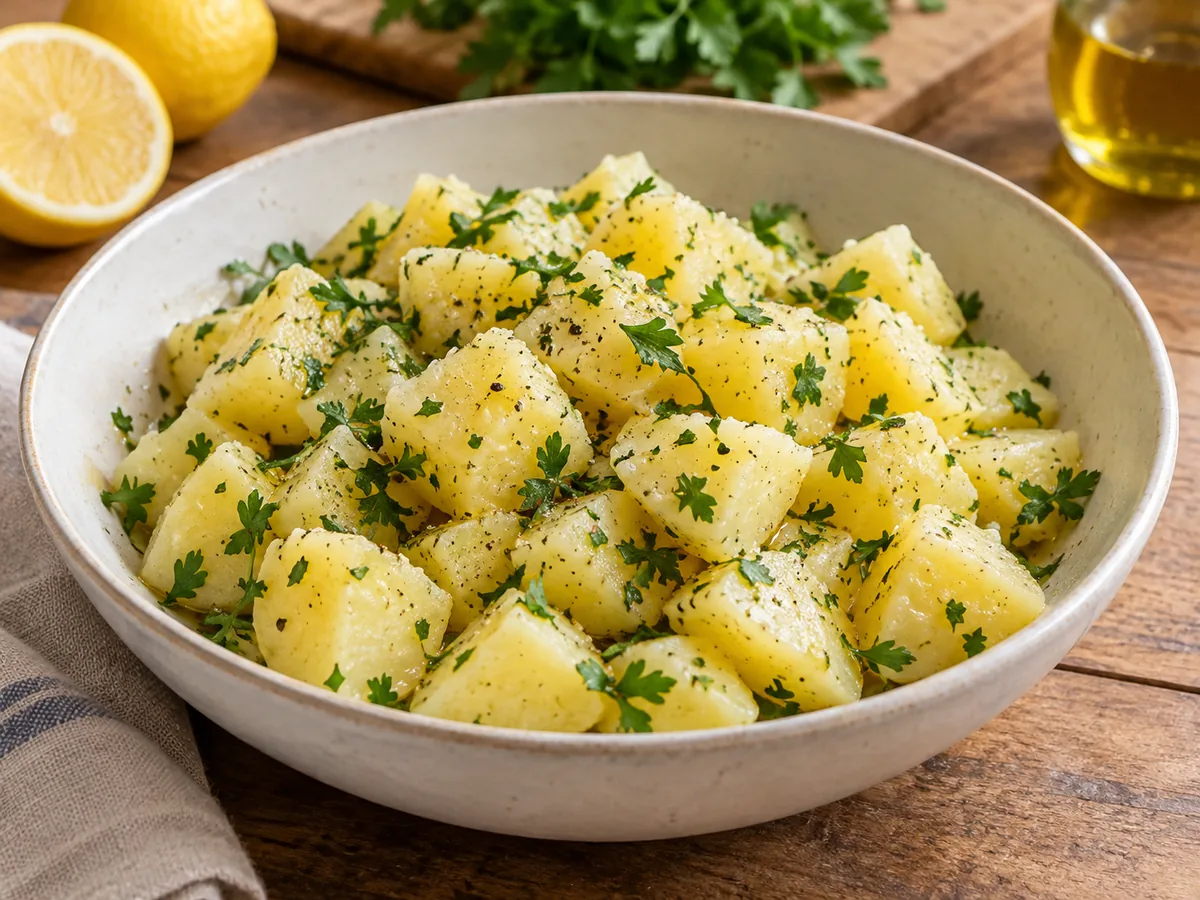 Potato salad with lemon and parsley