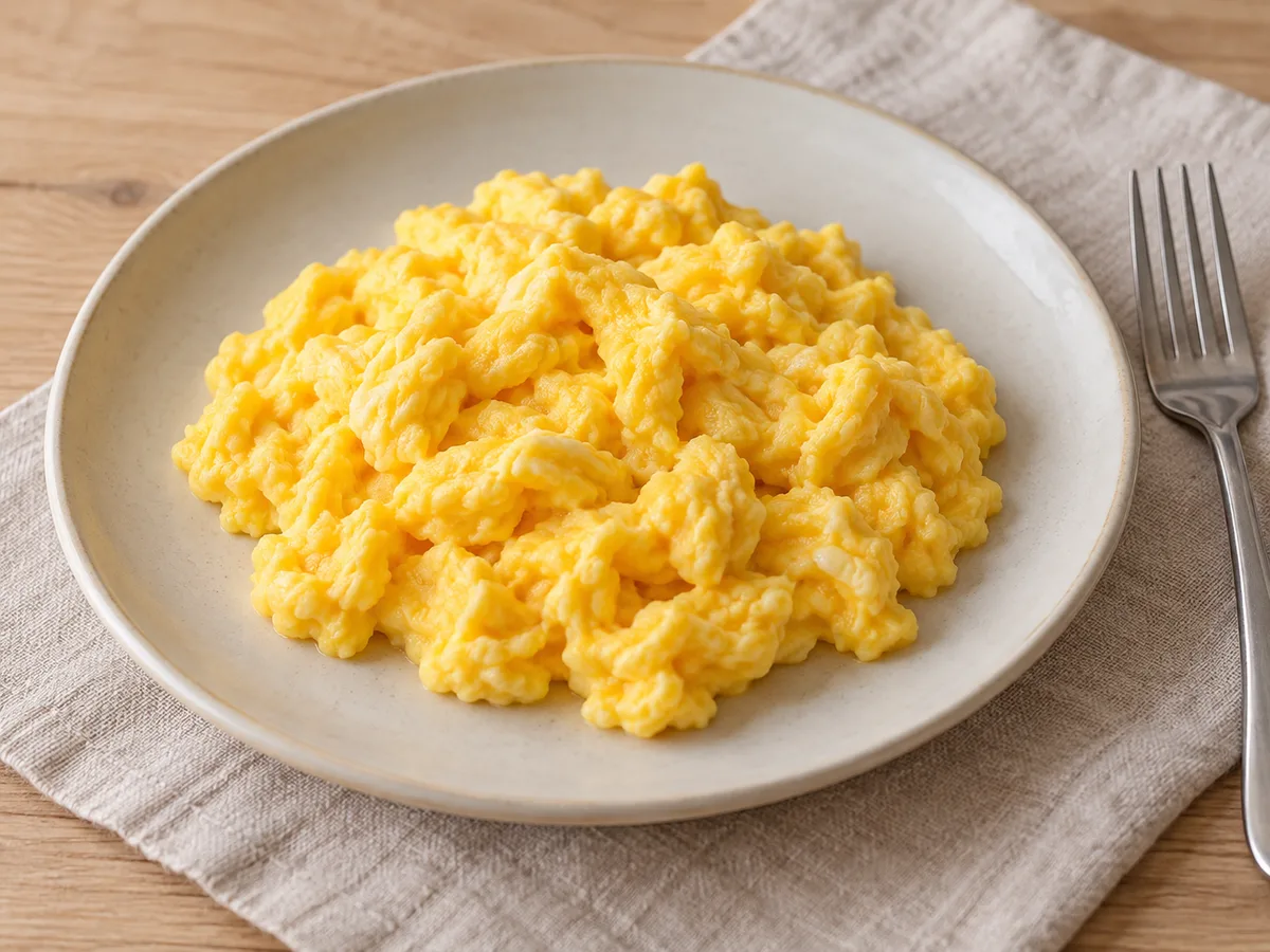 Tender butter scrambled eggs